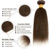 26 28 30 Inch Brown Kinky Straight Bundles Color#4 Human Hair Bundles Brazilian Brown Yaki Straight Virgin Human Hair 3 Bundles Double Weft Hair Extensions Light Brown Bundles For Women