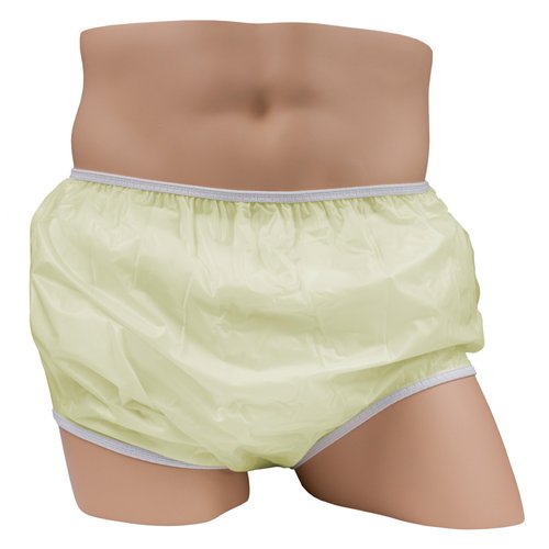 LeakMaster Adult Pull-On Vinyl Plastic Pants - Soft, Quiet and Form Fitting Incontinence Waterproof Diaper Covers for Adults - Yellow, 3X-Small Fits 19-25 Inch Waist