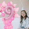 Pink Birthday Balloons Pink Bow Balloons 40 Inch Number Balloons Set for Pink Birthday Decorations 9 Year Old Girl Birthday Party Decoration Balloon Aluminum Film Balloon