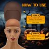 Syhood 2 Pieces Halloween Bald Cap Makeup Latex Bald Head Wig Caps Bald Hat Cosplay Costume for Adults(Dark Brown)