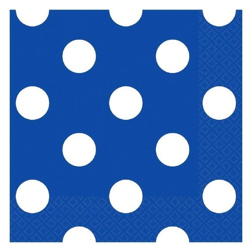 Amscan Disposable, Dots Beverage Napkins, Bright Royal Blue Party Supplies, 5" x 5"