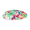 Aqua pink green barrette floral oval plastic curved hair clip 3.25 inches long 1.25 inches wide flowers