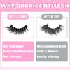 BTLLSSH 8Pair 3D5D 0.67INCH Volume Cat Eye Lashes Extension Thick False Eyelashes Cross Fluffy Natural Look Faux Mink Lashes with Dark Pink Box