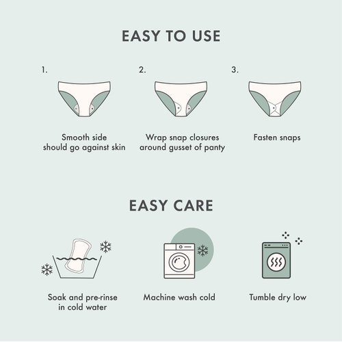 Rael Reusable Pads Menstrual, Organic Cotton Cover Pads - Postpartum Essential, Regular Absorbency, Thin Cloth Pads, Leak Free, Washing Machine Safe, Menstrual Pads with Wings (3 Count, Overnight)