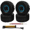 HIRCQOO 2.2" Rubber Tires Inflatable OD135mm & 12mm Hex Hub Plastic Beadlock Wheel Rims Compatible with Axial SCX10 Tamiya CC01 TF2 Traxxas 1/10 RC Monster Truck Crawler (Blue)