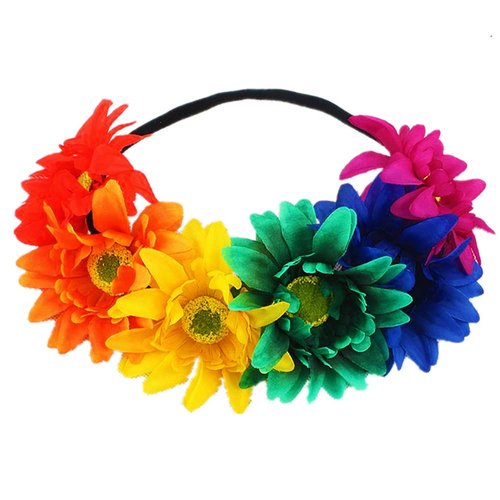 ZLIXING Rainbow Headband Pride Outfits Accessories Women Girls Rose Flower Crown Gay Pride Accessories Shirt Stuff for LGBTQ Party Decorations