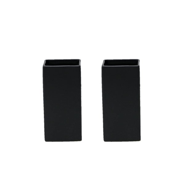 Serene Spaces Living Set of 2 Square Matte Black Ceramic Vase – Modern Black Square Vase Adds a Sleek Look to Any Space, Use for Home Décor, Event Centerpieces and Much More, 3” SQ x 6” H