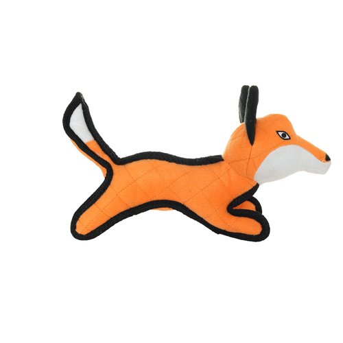 TUFFY - World's Tuffest Soft Dog Toy - Jr Zoo Fox - Squeakers - Multiple Layers. Made Durable, Strong & Tough. Interactive Play (Tug, Toss & Fetch). Machine Washable & Floats (Junior)
