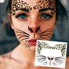 5-Pack Leopard Face Temporary Tattoo Stickers, Halloween Cosplay Cheetah Face Tattoos for Kids and Adults, Perfect for Halloween Party, Costume Makeup, and Face Art