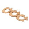 Arakierst 2pcs Organic Wood Goldfish Teether Pure Natural Animal Shape Beech Wooden Handmade Grasping Pattern DIY Pacifier Chain Pendant
