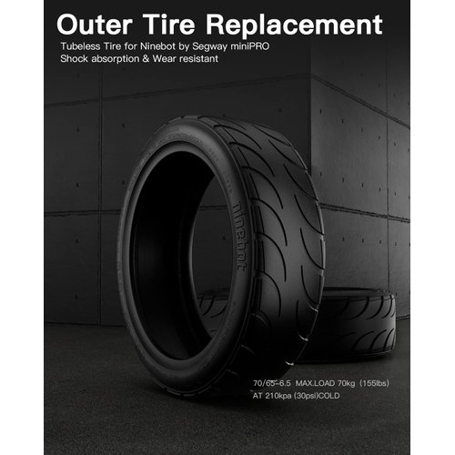 stio miniPRO Outer Tire 70/65-6.5 Tubeless Tire Compatible with Ninebot by Segway S/Mini PRO Scooter Rubber Outer Non-Slip Tire 10.5 inches Lightweight Scooter Tyre Original Accessories