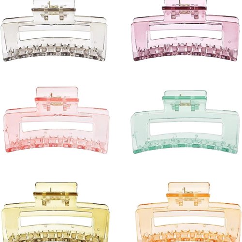 PACTIV 6 Pack Square Claw Clips, Hair Claw Clips for Women Girls, 3.5" Medium Non-slip Hair Clips, Matte Hair Claws Strong Hair Styling Accessories 1 count (Pack of 6) MULTI