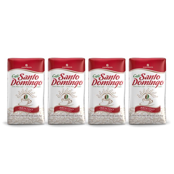 Santo Domingo Coffee, 8 oz Bag, Ground Coffee, Medium Roast - Product from the Dominican Republic (Pack of 4)
