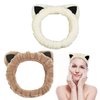 Pejlnd Cute Cat Spa Headband for Washing Face Makeup Skincare - 2Pcs Cat Ears Wash Headband Animal Headbands Trendy Stuff Soft Coral Fleece Facial Wash Hair Accessories for Women Girls Gifts
