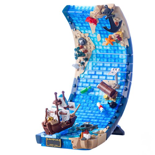 Voyager Boat Sailing Dreams Creative Building Blocks Toy Set, Ship Sea Wave Puzzle Brick Model Kit Unique Space Art Decoration, Table Display Decor Ideas Friends Souvenir Gifts for Teens Boy (Sailing)
