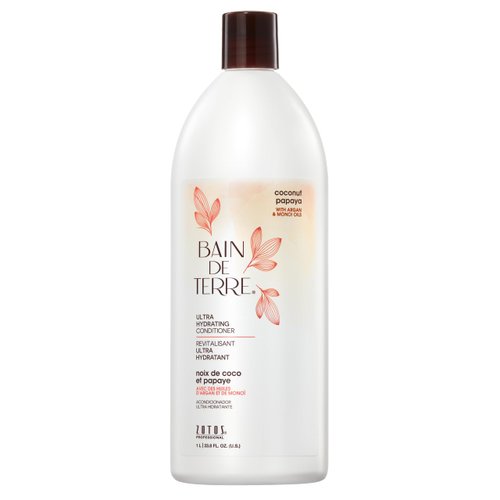Bain de Terre Coconut Papaya Ultra Hydrating Conditioner, Moisture Quench for Dry, Damaged Hair, with Argan & Monoi Oils, Paraben-Free, Color-Safe, Vegan, 33.8 Fl Oz