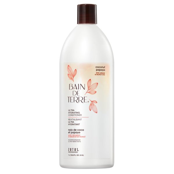 Bain de Terre Coconut Papaya Ultra Hydrating Conditioner, Moisture Quench for Dry, Damaged Hair, with Argan & Monoi Oils, Paraben-Free, Color-Safe, Vegan, 33.8 Fl Oz