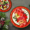 Gatherfun Christmas Party Supplies Christmas Poinsettia Flower Disposable Paper Dinner Plates Dessert Plates and Napkins for Merry Christmas Party, Serve 20