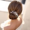 Easedaily Crystal Bridal Hair Comb Silver Rhinetsone Wedding Hair Pieces Pearl Headpieces Side Combs Hair Accessories for Women and Brides