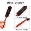 Boar Bristle Hair Brush, 2 Pack Small Round Hair Brush Portable Travel Styling Brush Roller Brush Soft Bristle Hair Brush for Blow Drying, Women Thin Hair, Short Hair, Fine Hair, Beard Brush for Men