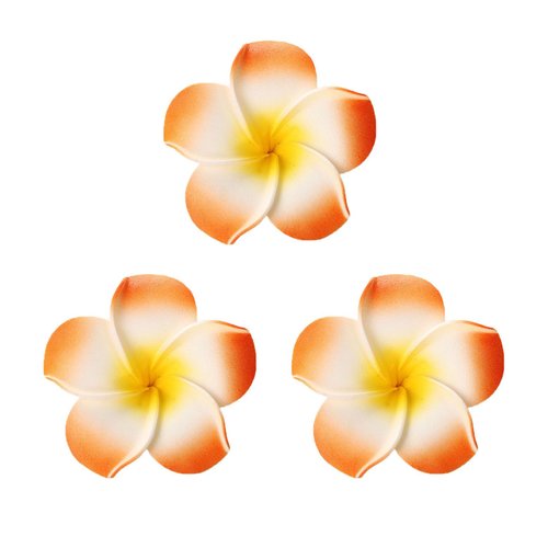 Koolgil Women's Fashion Hawaiian Foam Plumeria Flower Clips Plumeria Flower Bowknot Hair Clip for Bridal Wedding Luau Beach Tropical Vacation Party Hair Decorations (3 Pcs Orange)