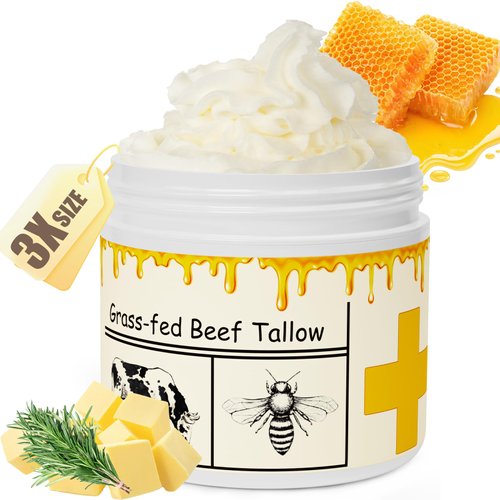 Beef Tallow for Skin, Beef Tallow, Tallow and Honey Cream, Grass Fed Beef Tallow, Organic Beef Tallow Balm for Face Moisturizer for All Purpose, Best Beef Tallow for Skin for Skincare, 150 Gram(5.3oz)