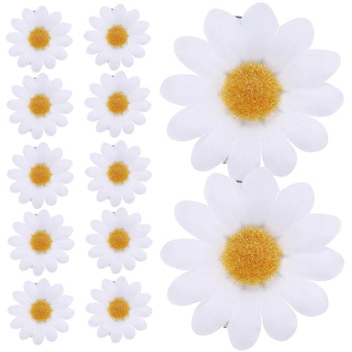 LALAFINA 12Pcs Daisy Flower Hair Clips, Bohemian Hair Accessory for Women and Girls, White, Beach Wedding Party
