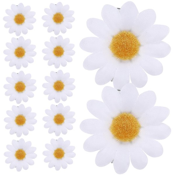 LALAFINA 12Pcs Daisy Flower Hair Clips, Bohemian Hair Accessory for Women and Girls, White, Beach Wedding Party