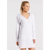 Willit Women's Long Sleeve Cotton Swim Cover Up UPF 50+ SPF Dress Hooded with Pockets Sun Protection Beach Coverup White M
