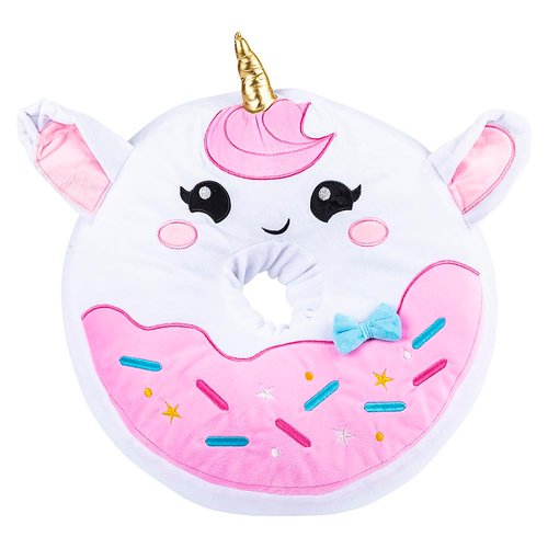 Forest & Twelfth 16" Unicorn Squishy Donut Pillow with Metallic Horn, Pillow Squishies for Kids, Unicorn Throw Pillow Slow Rising Squishy, Unicorn Donut Pillow Toy for Ages 0+ (Pink)