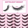 Natural Lashes Wispy False 3D Mink Eyelashes Pack, 14 Pairs, Short Length, Fluffy Fox Eye Strip Lashes for Daily Makeup (3DMAO-12)