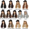 Yunkang Baseball Cap Wig Natural Wavy Hair Extensions With Hat attached Heat Resistant Synthetic Adjustable Hat Wig for Women Girls (M mix blonde, 14inch)