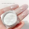 RONGHUA 2 Pcs Chrome Nail Powder White Pearl,Mirror Effect Aurora Magic Pearlescent Nail Jewelry Mirror Glitter Powder Holographic Pigment,Healthy & Long-Lasting for Nail Art Decorations