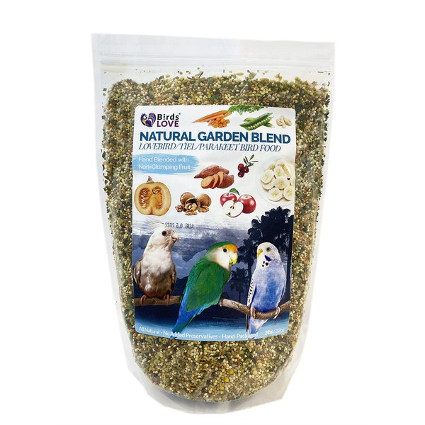 Birds LOVE All Natural Garden Blend Bird Food for Small Birds - Lovebirds, Cockatiels, Parakeets and Parrotlets 2lb