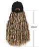 Yunkang Baseball Cap Wig Natural Wavy Hair Extensions With Hat attached Heat Resistant Synthetic Adjustable Hat Wig for Women Girls (Mix brown blonde, 22inch)