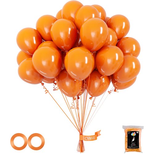 OWill 120pcs Orange Balloons 12 Inches Orange Latex Balloons, Helium Quality for Birthday Baby Shower Wedding Party Supplies Halloween Arch Garland Decoration