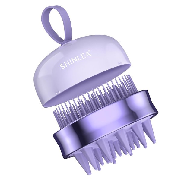 2-in-1 Scalp Massager Shampoo Brush, Scalp Scrubber for Hair Growth & Dandruff Removal, Hair Scrubber with Soft Silicone Bristles, Wet Dry Scalp Exfoliator for Scalp Care (Purple)
