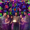 Neon Birthday Party Decorations Neon Happy 40th Birthday Banner Glow in The Dark Party Decorations with UV Black Light Reactive for Let Glow Neon Birthday Blacklight Halloween Party Supplies