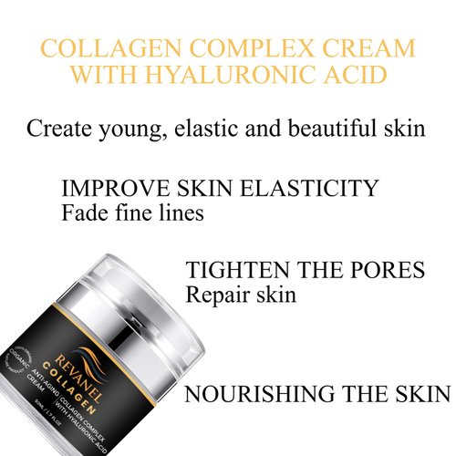 REVANEL Collagen Complex With Hyaluronic Acid 100% Organic ANTI-AGING Daily Face Moisturizer, Reduce Wrinkles 50ml / 1.7 fl.oz.