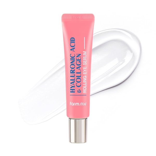 Farmstay Hyaluronic Acid & Collagen Rolling Eye Serum for Dark Circles and Puffiness -Puffy Eye Bags Fine Lines Dark Circles and Wrinkles Correction Eye Serum-3rolls-on Korean Eye Cream 0.84 Fl Oz