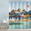 RosieLily Mountain Shower Curtain, Forest Shower Curtain, Cool Shower Curtain Hooks, Waterproof Art Nature Tree Shower Curtain, Japanese Sunset Landscape Shower Curtains for Bathroom, 72Wx72H Inch