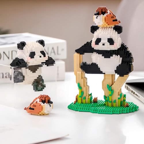 TIMCHESS Mini Building Blocks Panda 2 in 1 Cute Mini Panda Blocks Buiding Sets for Kids 6 7 8 9 10+ Teens Adult 3D Animal Blocks Toy (Panda Climbing Tree)