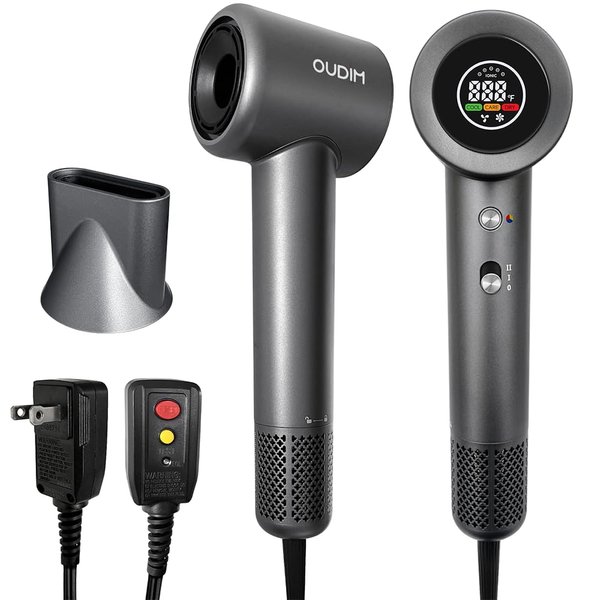 Hair Dryer with Digital Display, High Speed11000RPM, 4 Level Temperature/Speed Settings, Double air Filter, Low Noise, Lightweight, Portable for Travel