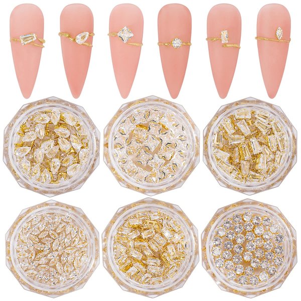 Small Nail Charms Gold Nail Jewelry luxury 120pcs 3D Nail Art Zircon Metal Gem Nail Art Crystal Diamonds for Nail Art Decorative Accessories Nail Decorations Rhinestones for Nail Art Charms