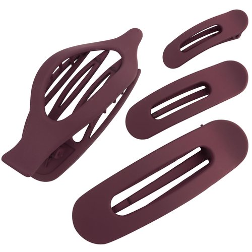 Vovii Hair Claw Clips for Women Girls Wine Red 4PCS Hair Barrettes for Thick and Thin Hair, Flat Claw Clips Hair Accessories for Women 4 Different sizes