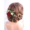 Kercisbeauty Red Floral Hair Clip Burgundy Wedding Hair Comb Headband for Brides Garden Wedding Bridal Bridesmaide Headpiece Flower Girl Hair Dress