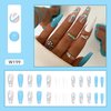 RTKHFZE Summer Acrylic Press on Nails Long Blue Fake Nails French Extra Long Acrylic Nails with Blue Swirl Designs Glossy Artificial Nails for Women and Girls 24PCS
