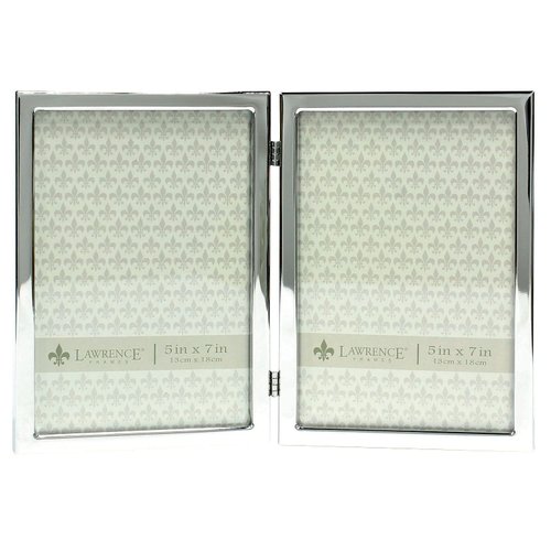 Lawrence Frames 5x7 Hinged Double Silver Standard Metal Picture Frame (710657D)