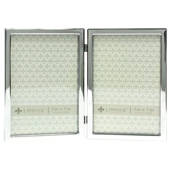 Lawrence Frames 5x7 Hinged Double Silver Standard Metal Picture Frame (710657D)