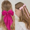 ANBALA Big Hair Bows for Women, 4 PCS Satin Ribbon Hair Bows Set, Tassel Bowknot Hair Clips with Long Tail, Cute Hair Barrettes Bowknot Tassel Claw Hair Clips for Girls (Pink and Hot pink)